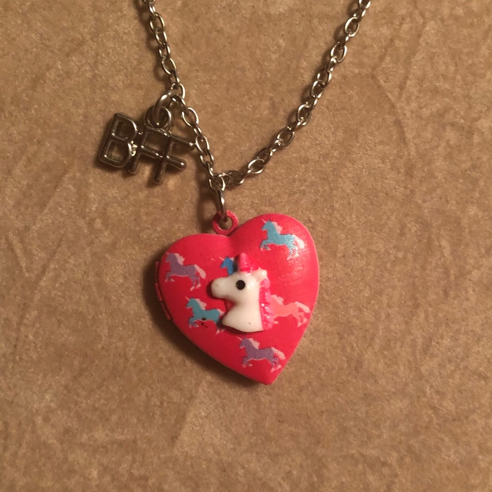 Kids Pink BFF Unicorn Locket Necklace
